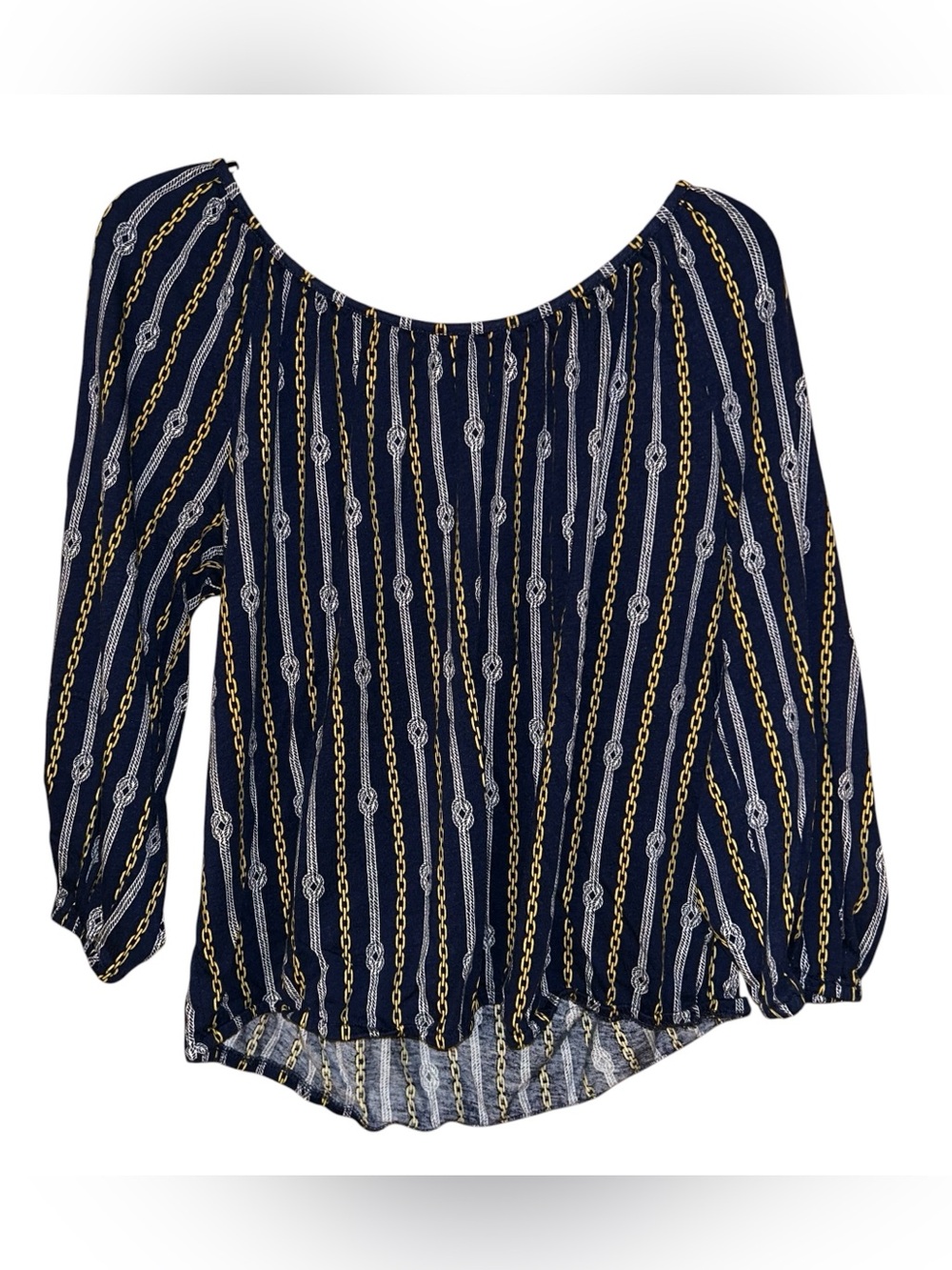 Michael Michael Kors Chain Link Blouse Top Nautical Women’s XL Navy Resort